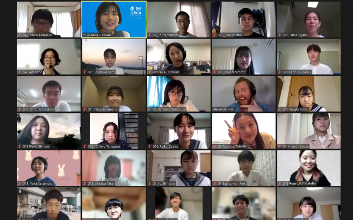 Screenshot: Youth Ambassadors in Hiroshima during a webinar