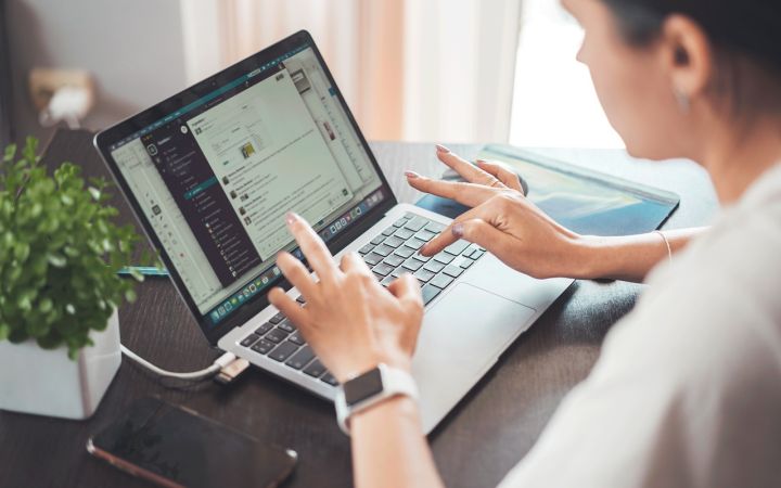 Person working on a laptop