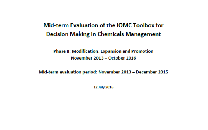 Mid-term Evaluation of the IOMC Toolbox for Decision Making in Chemicals Management