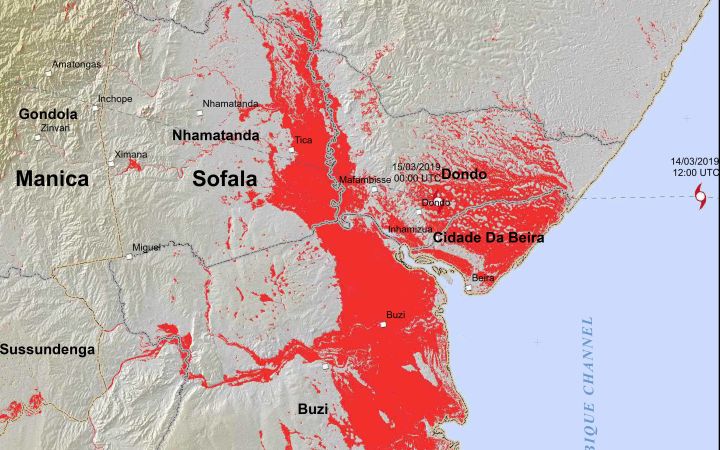 UNOSAT cumulative flood map Sofala Mozambique. 