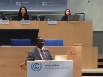 Mr Chebet Maikut, Climate Change Commissioner of Uganda and UN CC:Learn Ambassador addresses the Workshop on Action for Climate Empowerment at SBI48 in Bonn, May 1 2018.